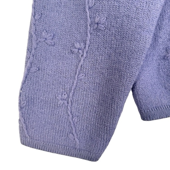 Herman Geist Wool Sweater Womens Size Medium Purple Floral Cardigan Full Zip - Picture 3 of 7